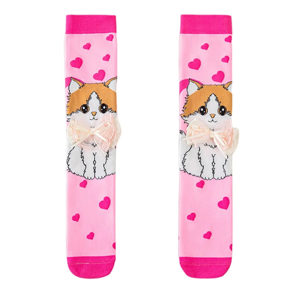 Cute Cartoon Penguin & Koala Knee-High Socks – Breathable 3D Long No-Heel Socks for Kids