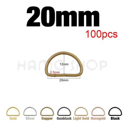 Metal D Ring Adjustable Buckle Set - Webbing Strap Clasps for Backpacks, Bags, Pet Collars, Chains & DIY Accessories
