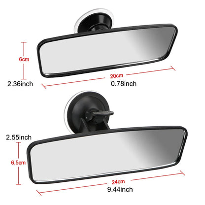 360° Car Rear View Mirror - Wide-Angle Adjustable Interior Mirror with Suction Cup Mount