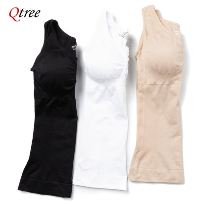 Qtree Women Tummy Control Shapewear – 2-in-1 High Elastic Stretch Vest with Padded Bra, Body Shaper, Slimming Lift Corset