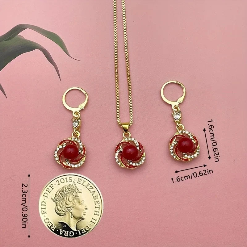 3pcs Zircon Jewelry Set for Women – Elegant Necklace & Earrings, Trendy Party Accessories, Birthday Gift