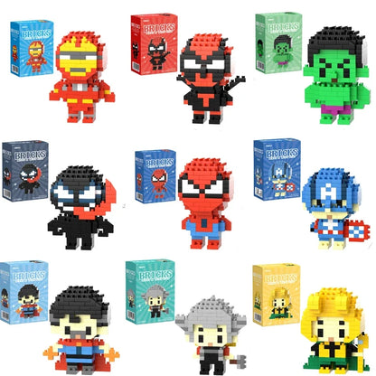 Marvel Building Block Figures - Spider-Man, Deadpool, Venom & Iron Man Cartoon Model Toys