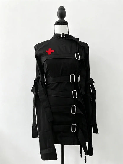 Emo Gothic Punk Jirai Kei Women’s Jacket - Y2K Harajuku Lace-Up Grunge Gyaru Streetwear Coat