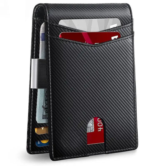 RFID Carbon Fiber Men’s Wallet — Slim Luxury Card Holder, Small Money Bag, Short Purse & Billfold for Men