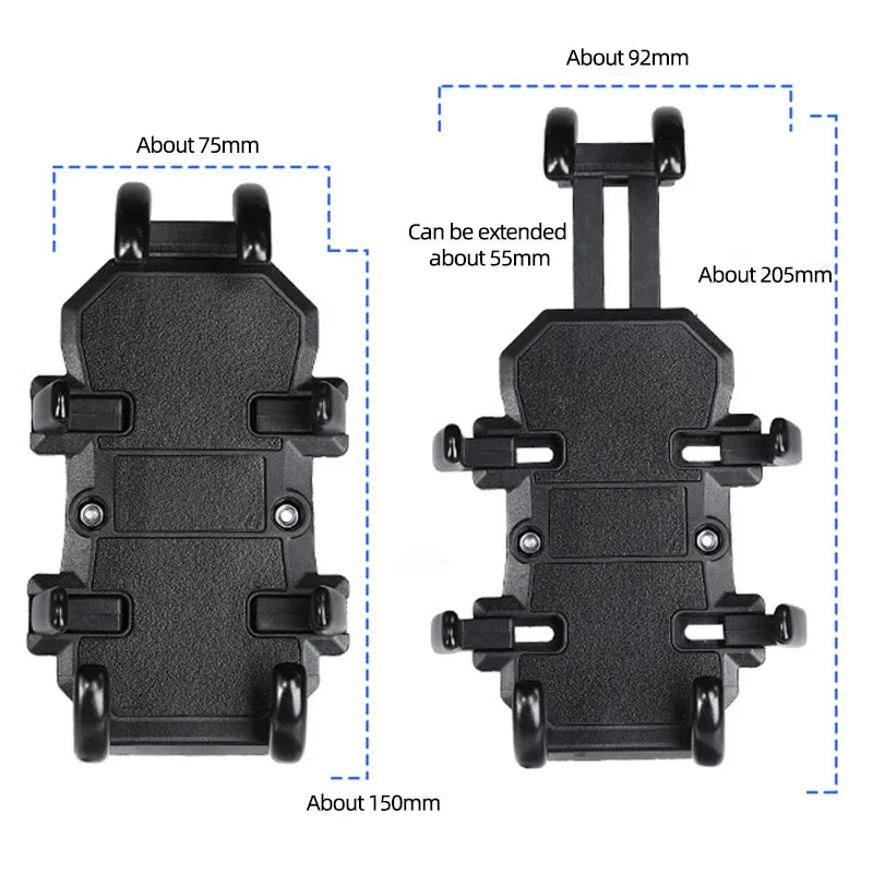 Motorcycle & Bike Phone Holder with Shock Absorber – Handlebar Rearview Mirror Mount for 4.7–7.1” Smartphones
