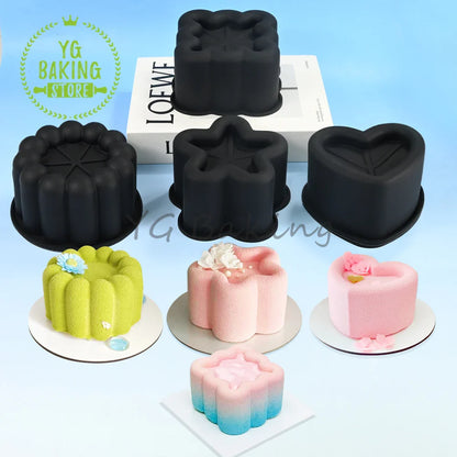 Dorica Silicone Dessert Mold — Single Bento Round, Heart, Square & Star Pudding, Mousse & Chocolate Baking Pan for DIY Cakes and Pastries