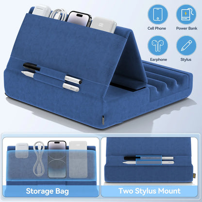 KDD Foldable Tablet Pillow Stand – Soft Lap & Desk Holder with Stylus Pocket for iPad Pro