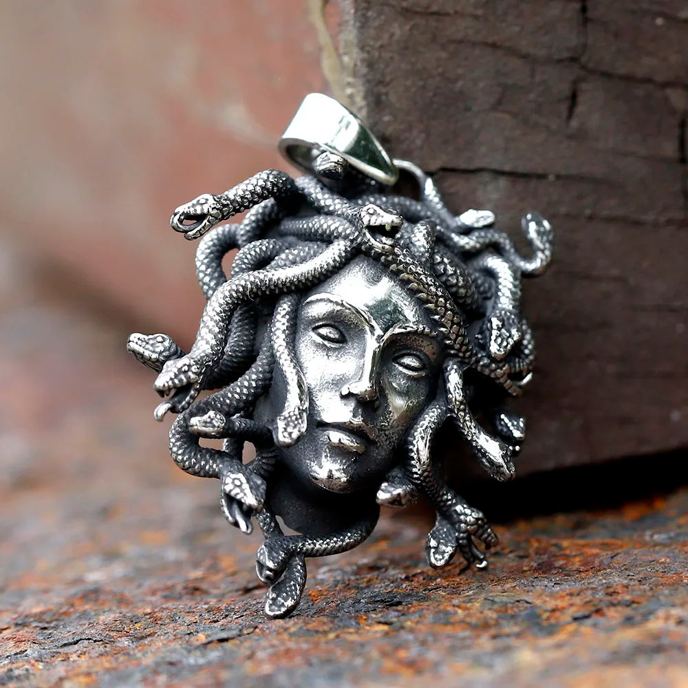 316L Stainless Steel Men’s Medusa Pendant Necklace — Vintage Snake Design Jewelry Accessory, Party Gift with Free Shipping
