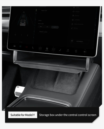Hidden Storage Box Organizer – Under Screen Tray for Tesla Model Y 2024 & Model 3 2021-2022