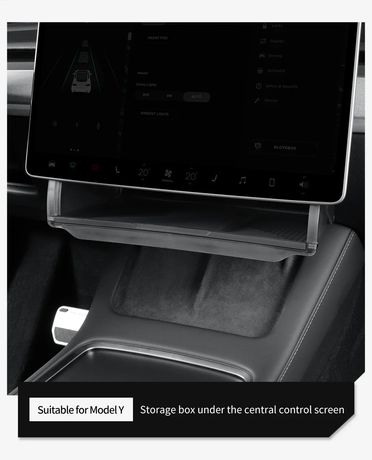 Tesla Model Y 2024 Car Storage Box – Hidden Organizer Tray Under Central Control Screen, Fits Model 3 2021-2022