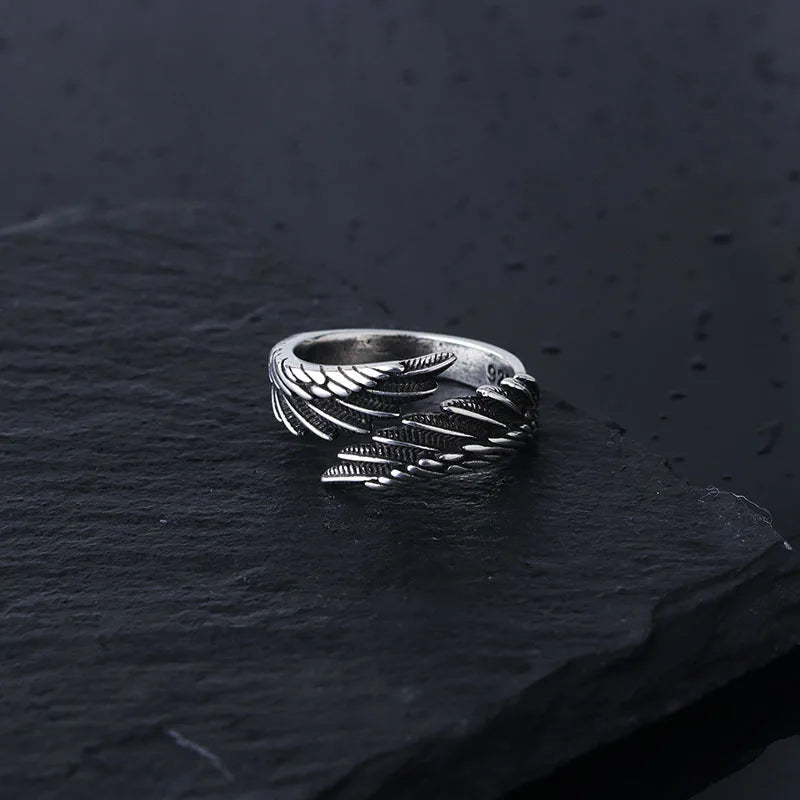 Retro Angel Demon Wings Ring - Punk Gothic Open Design Unisex Jewelry Gift for Men & Women