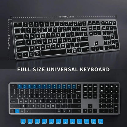 Multi-Device Rechargeable Bluetooth Backlit Wireless Keyboard for Laptop, Tablet & iPad
