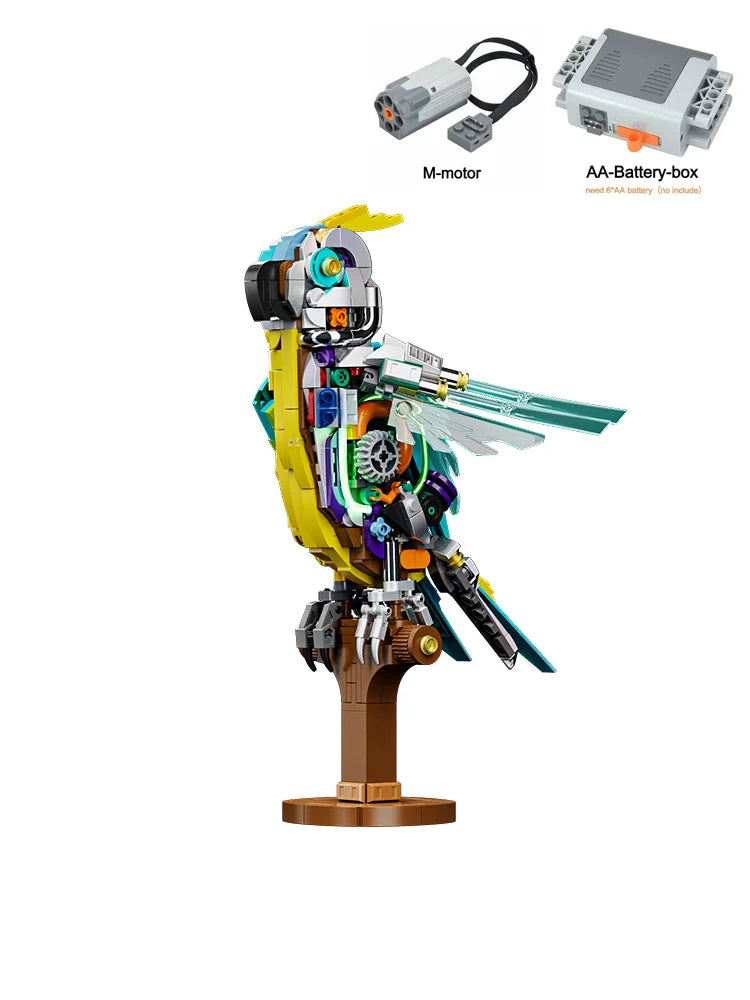 Mechanical Animal Building Blocks – T-Rex, Whale, Parrot, Devil Ray & Shark Model with Lights for Kids & Adults