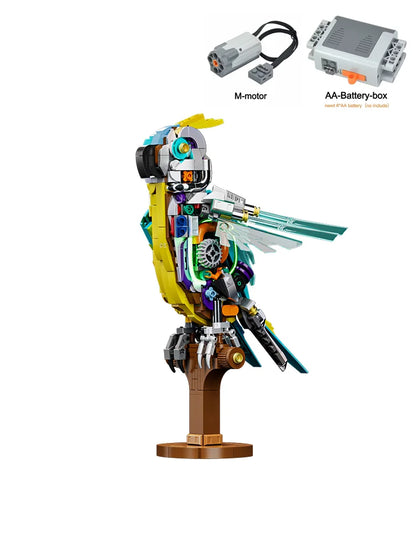 Mechanical Animal Building Blocks – T-Rex, Whale, Parrot, Devil Ray & Shark Model with Lights for Kids & Adults