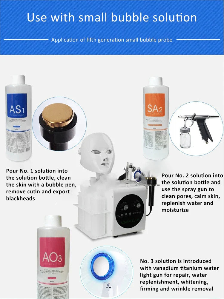 3pcs 1200ML Hydra Liquid Face Serum – Aqua Peel Solution AS1 SA2 AO3 for Beauty Machine & Deep Skin Cleaning
