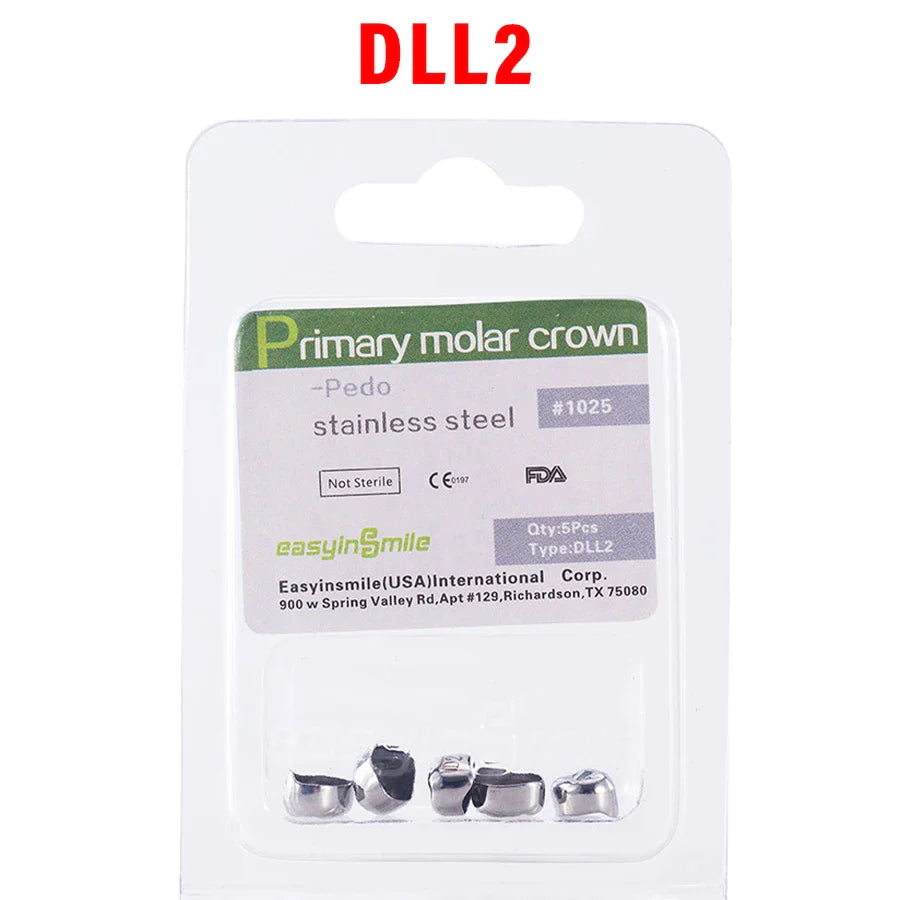 5PCS EASYINSMILE Kids Stainless Steel Dental Crowns – Primary Molar Teeth Refill D2-D7