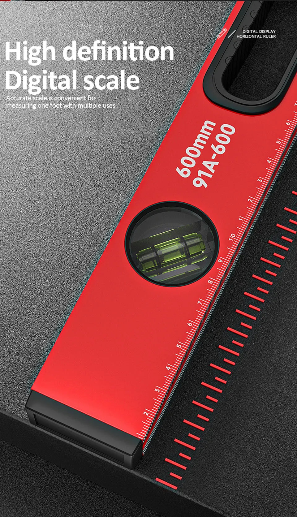 30/40/50cm Digital Display Magnetic Angle Level — Aluminum Alloy Protractor Inclinometer Ruler 90° Measurement Tool