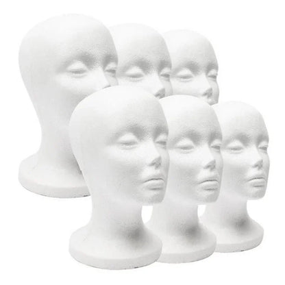 Female & Male Foam Mannequin Head — White Styrofoam Display Stand for Hats, Wigs, Glasses & Accessories