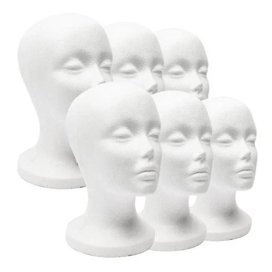 Female & Male Foam Mannequin Head — White Styrofoam Display Stand for Hats, Wigs, Glasses & Accessories