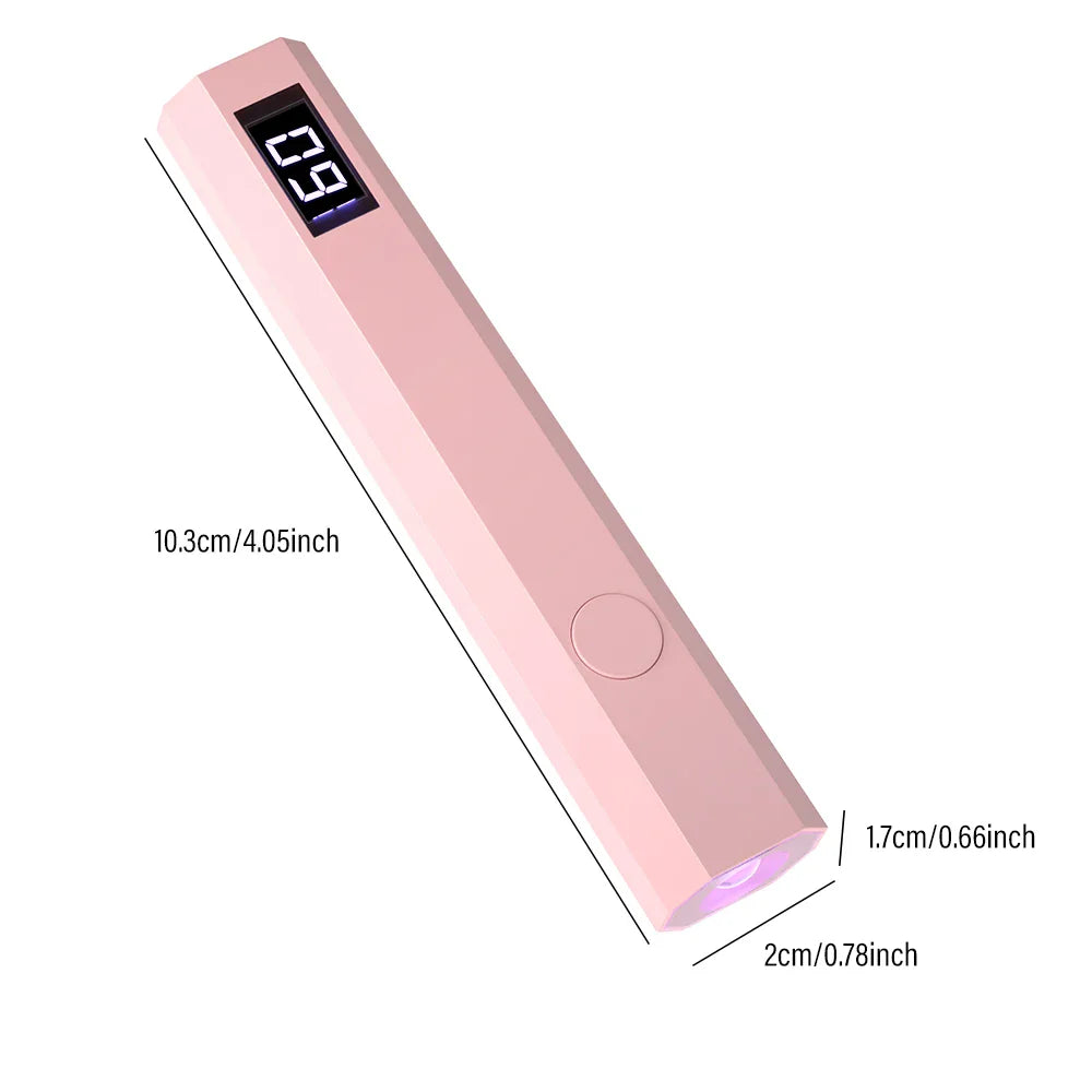 Portable Mini Nail Lamp with Timing Display – Rechargeable UV LED Flashlight Nail Dryer for Quick Family Use