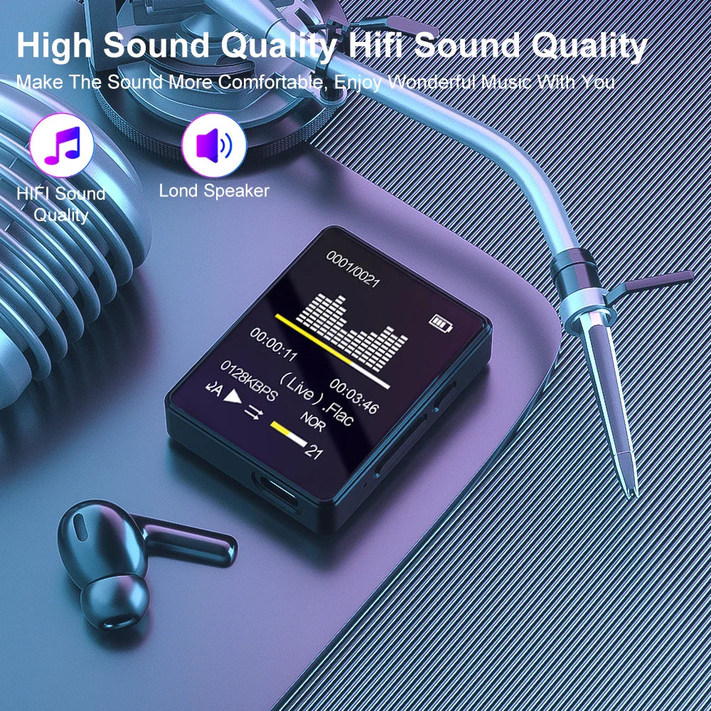 2024 Mini MP3 Music Player with Bluetooth 5.0 - Portable Sports Walkman and Ebook Reader for Students