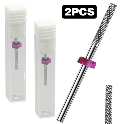 2PCS Fine Cuticle Nail Drill Bits - 3/32" Double-Head Tungsten Carbide Cuticle Remover & Manicure File Bits