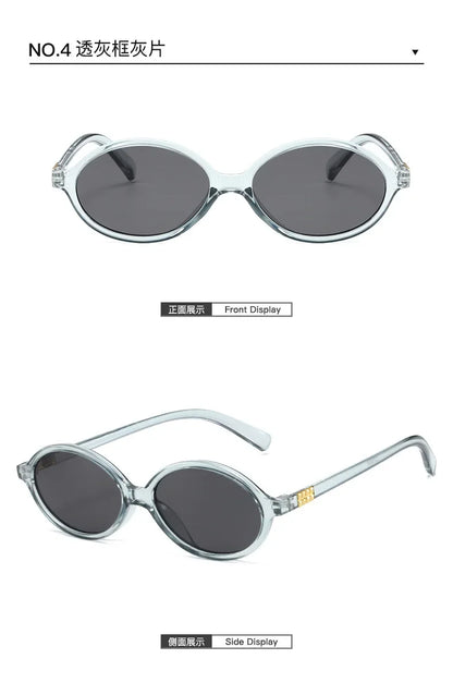 Women's Oval Sunglasses – Retro Small Frame UV400 Clear Lens Fashion Eyewear
