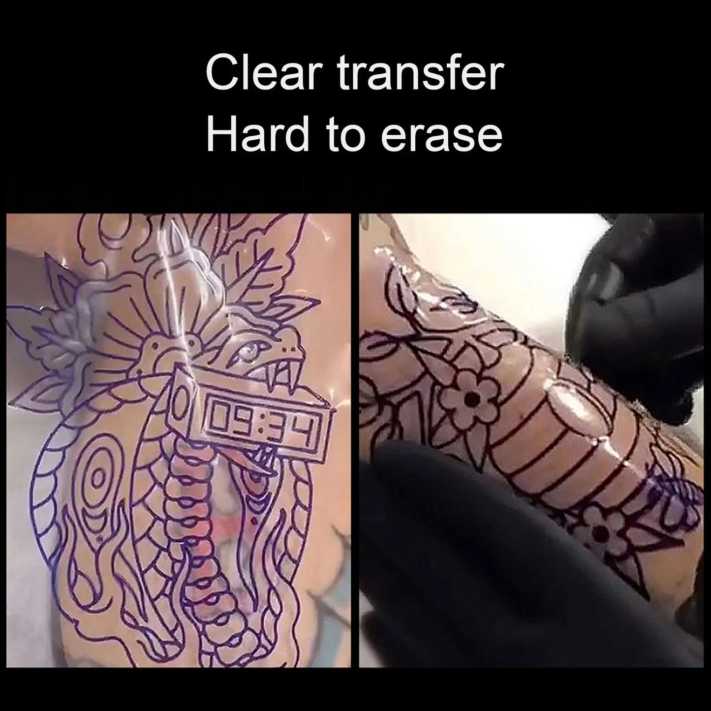 50pcs Transparent Tattoo Transfer Paper – Clear Pattern Thermal Tattoo Transfer Film Paper