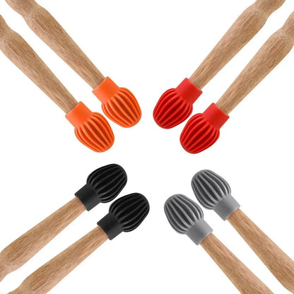 Drum Mute Silicone Sleeves: Set of 2PCS/4PCS for Silencing Drumsticks - Practice Tips Drumstick Head Rubber Sleeves