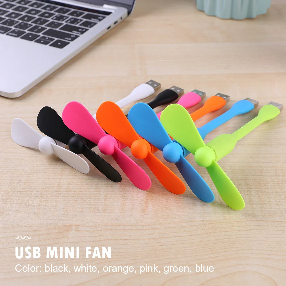 Mini USB Flexible Fan – Bendable Portable Hand Fan for Laptop, PC, Power Bank, and AC Charger, Summer Cooling Gadget