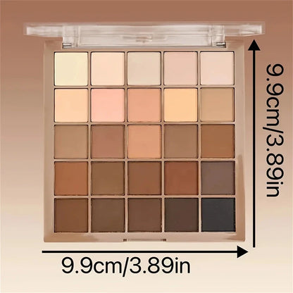 25-Color Eyeshadow Palette – Neutral Gray & Brown Earth Tones, Coffee & Chocolate Style for Natural Multi-Functional Makeup