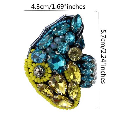3D Handmade Ocean Animal Patches - Beaded Seahorse Crab Starfish DIY Sewing Accessories & Craft Ornaments