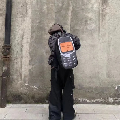 2025 Vintage Telephone Bag – Y2K Aesthetic High-Capacity Streetwear Backpack for Women & Men