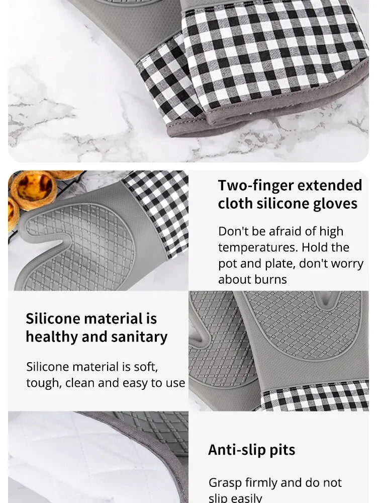 Silicone Insulated Kitchen Glove – Anti-Slip, Thickened, Heat-Resistant & Anti-Scalding