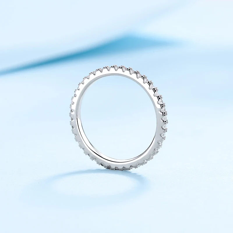 100% Pass Diamond Tester Pen & Moissanite Ring – Matching 925 Sterling Silver Wedding Band for Women