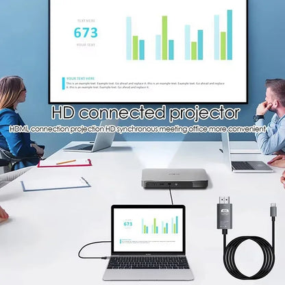 4K 60Hz USB-C to HDMI Cable – Type C Adapter for iPhone 15, MacBook Air, iPad, Samsung, Laptop, TV Converter