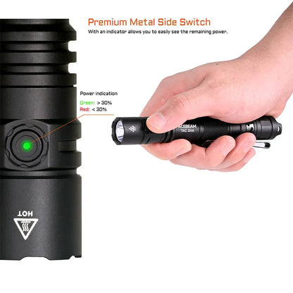 ACEBEAM TAC 2AA LED Flashlight — 1600 Lumen Portable EDC Torch, 181m Beam, USB-C Rechargeable with Dual Buttons
