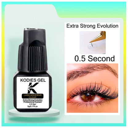 KODIES GEL Extra Strong Eyelash Glue — 5g 0.5s Fast-Dry Waterproof Adhesive for False Eyelash Extensions