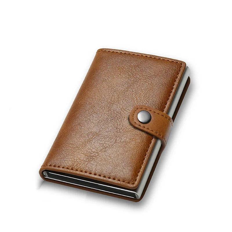 Carbon Fiber RFID Pop-Up Metal Wallet for Men – Slim Minimalist Credit Card Holder Black Purse