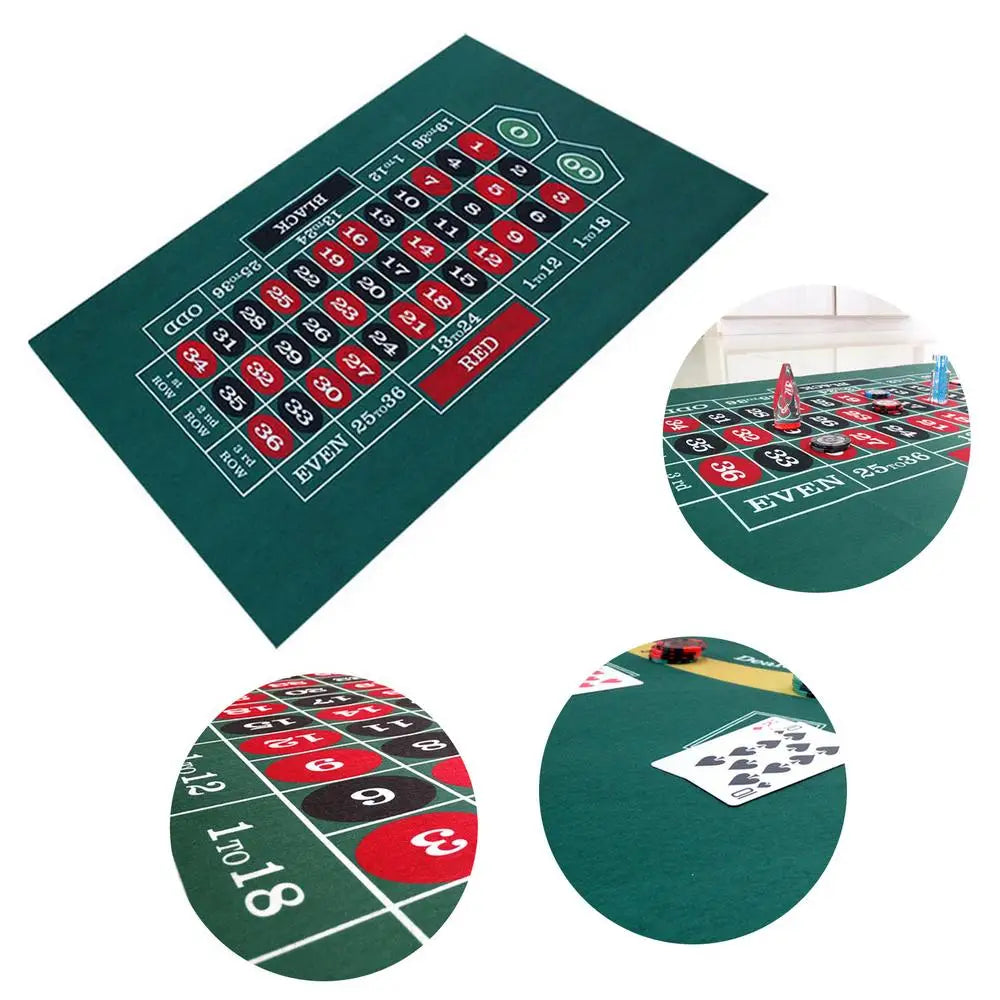 Double-Sided Tabletop Casino Felt Layout Mat – Professional Poker, Texas Hold'em & Blackjack for Roulette Games