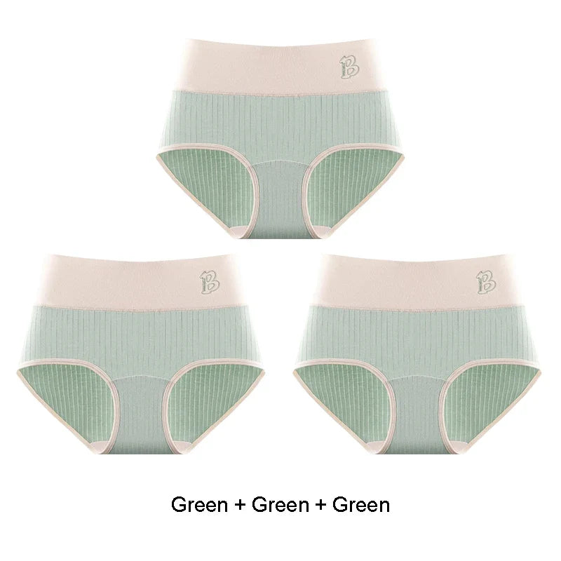Women's Cotton Briefs - High-Waisted Belly Control Sports Panties Set for Women