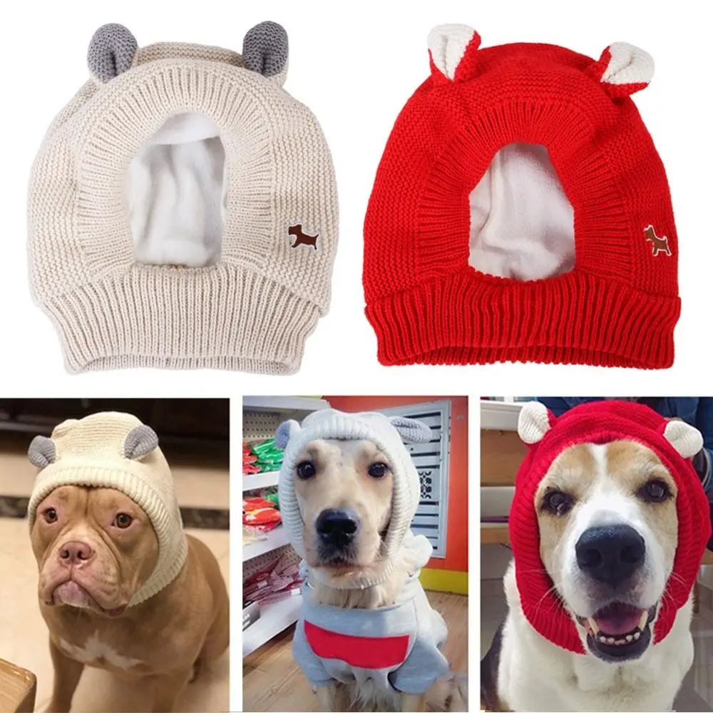 Quiet Dog Ear Muffs - Noise Protection and Anxiety Relief, Winter Warm Knitted Earmuffs for Medium and Large Dogs