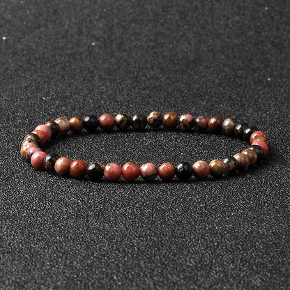 4mm Natural Stone Bead Stretch Bracelet for Men & Women – Agate Lava Handmade Reiki Crystal Jewelry