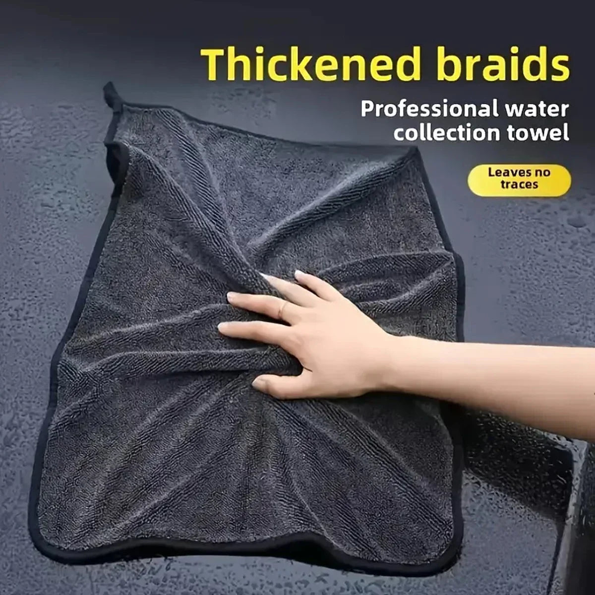 Dark Gray Car Microfiber Towel - Oversized Ultra Absorbent Cleaning Cloth for Car Wash & Detailing