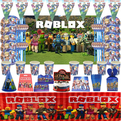 Hot Roblox Theme Party Tablecloth – 108×180cm Disposable Birthday Party Supplies for Boys, Party Decorations & Tableware