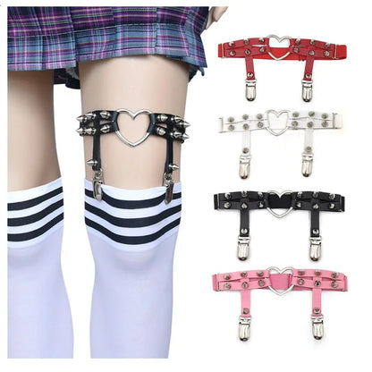 Sexy Leather Thigh Garter Belt – PU Punk Elastic Harness Leg Strap for Women & Girls