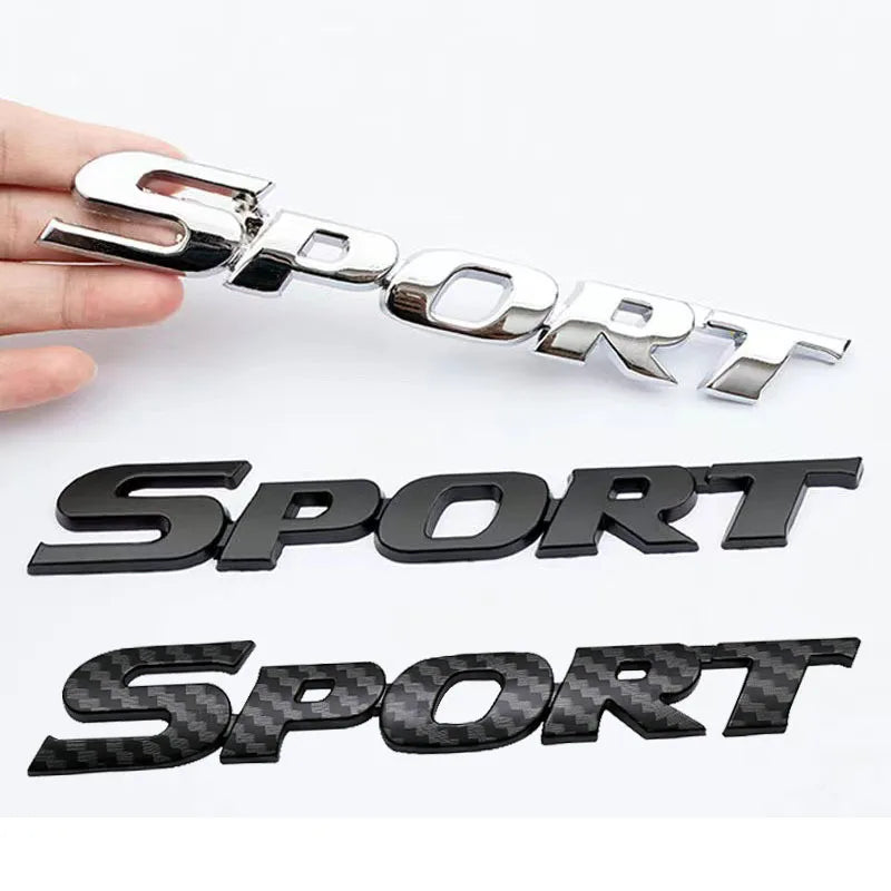 3D Chrome & Black Car Trunk Emblem – Metal Racing Sport Word Logo Sticker Badge for Vehicle Styling