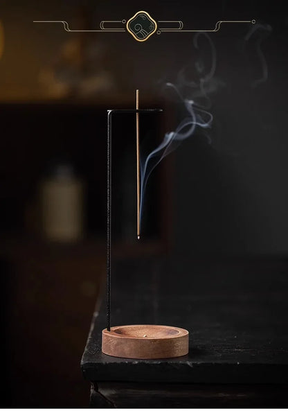 Creative Upside Down Incense Burner - Wooden Round Stick Holder & Tray for Bedroom, Home & Yoga Decoration