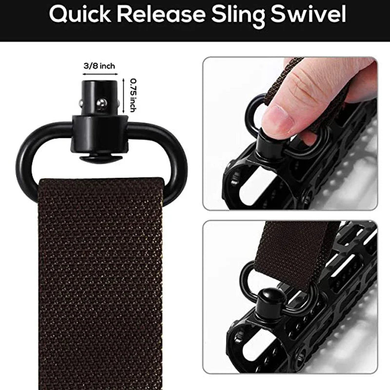 Adjustable MS4 Rifle Sling — QD Metal Swivel, 2-Point Tactical Nylon Strap for Airsoft, Hunting & Multi-Mission Weapon Use