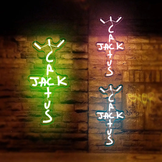 UponRay Cactus Jack LED Neon Sign – 3 Color Wall Decor for Bedroom, Office, Man Cave, Bar & Party